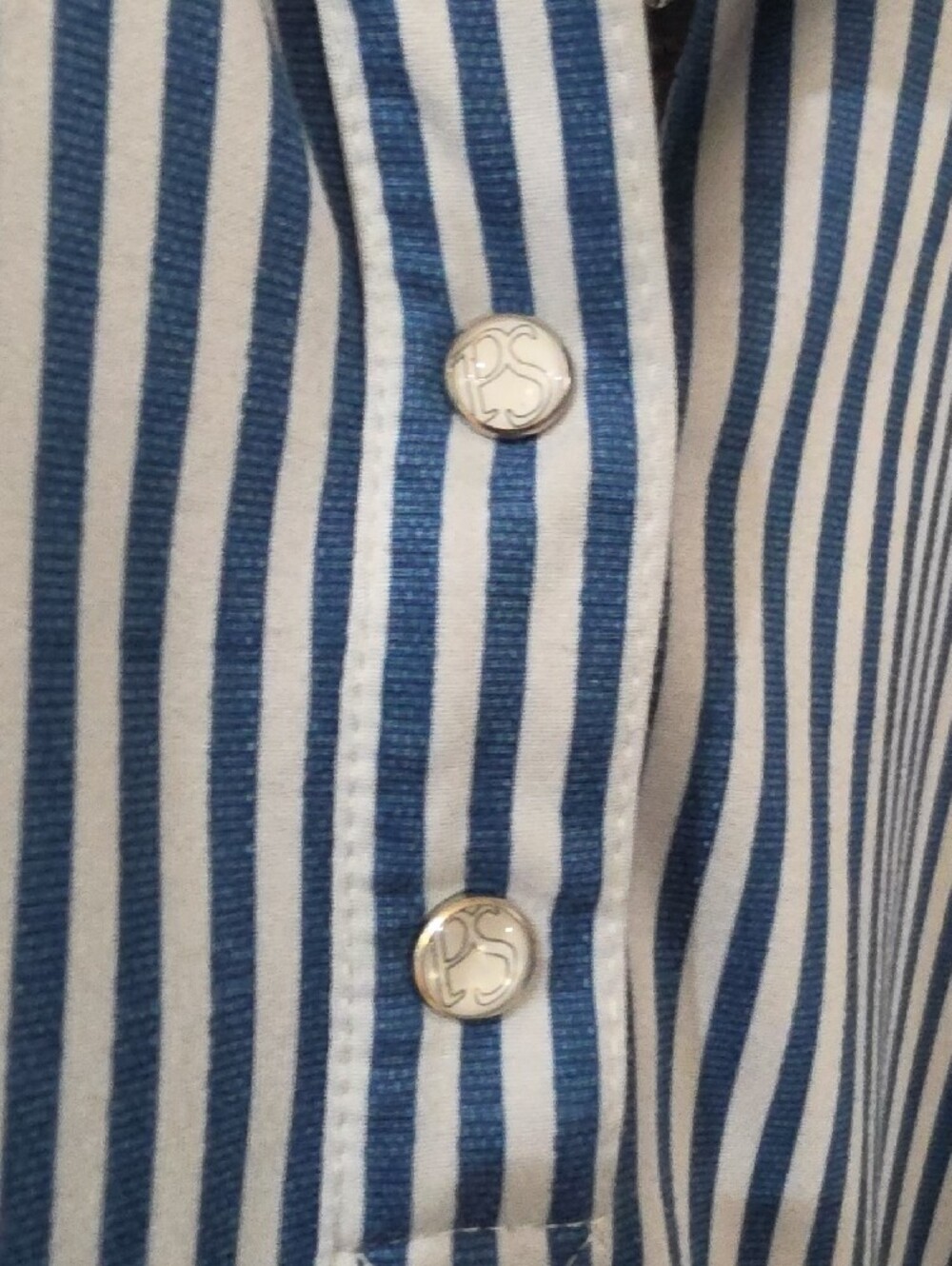 PS of Sweden Women's Blue & White Striped Button-Down Shirt - Picture 5 of 6